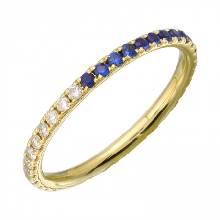 Half Diamond & Blue Sapphire Stacking Band