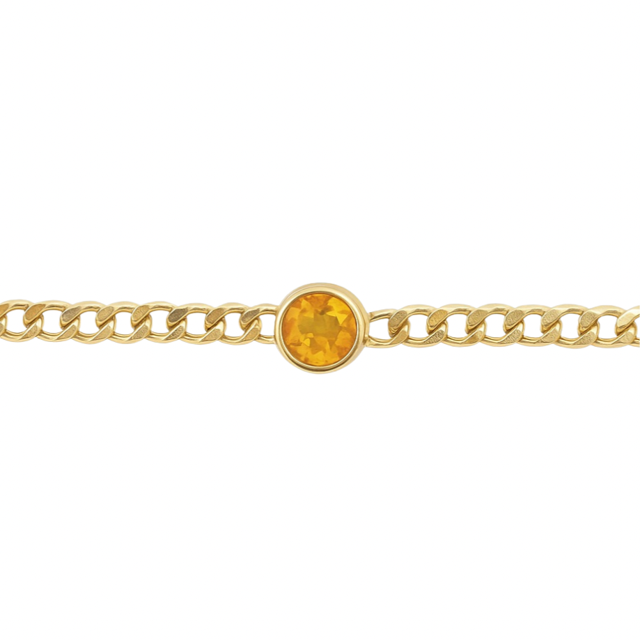 Birthstone Curb Link Chain Bracelet