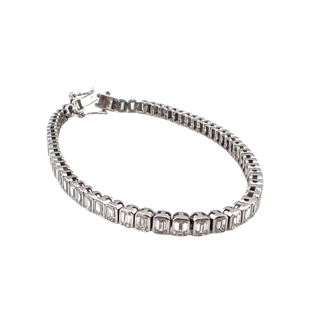 Emerald Cut Bezel-Set Tennis Bracelet
