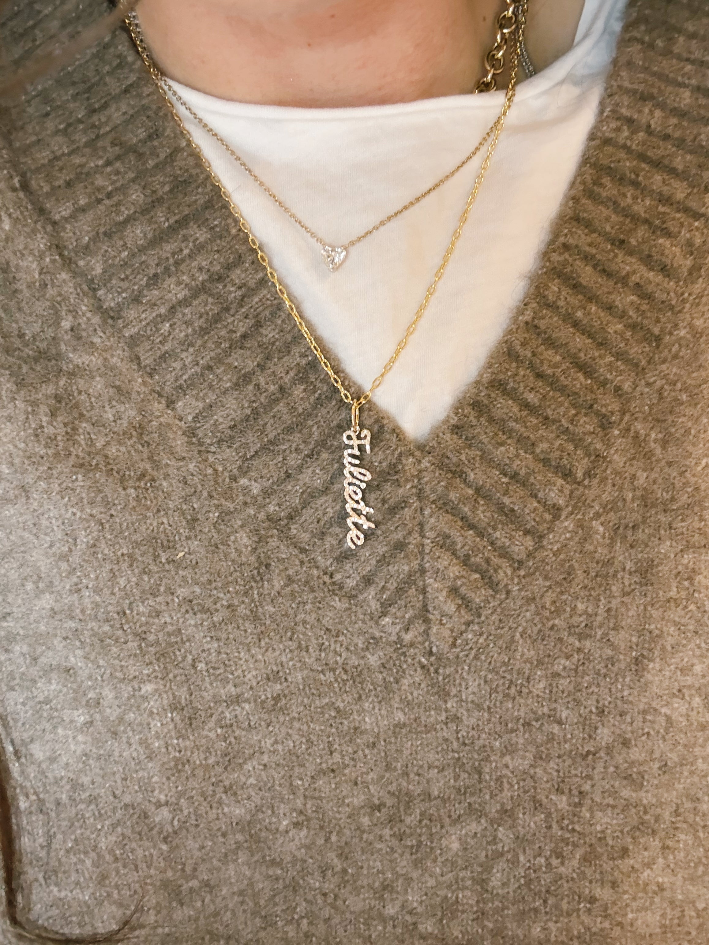 Diamond Script Name Charm