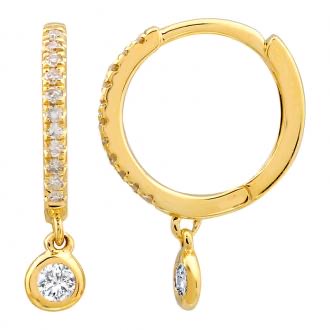 Bezel Drop Diamond Huggies