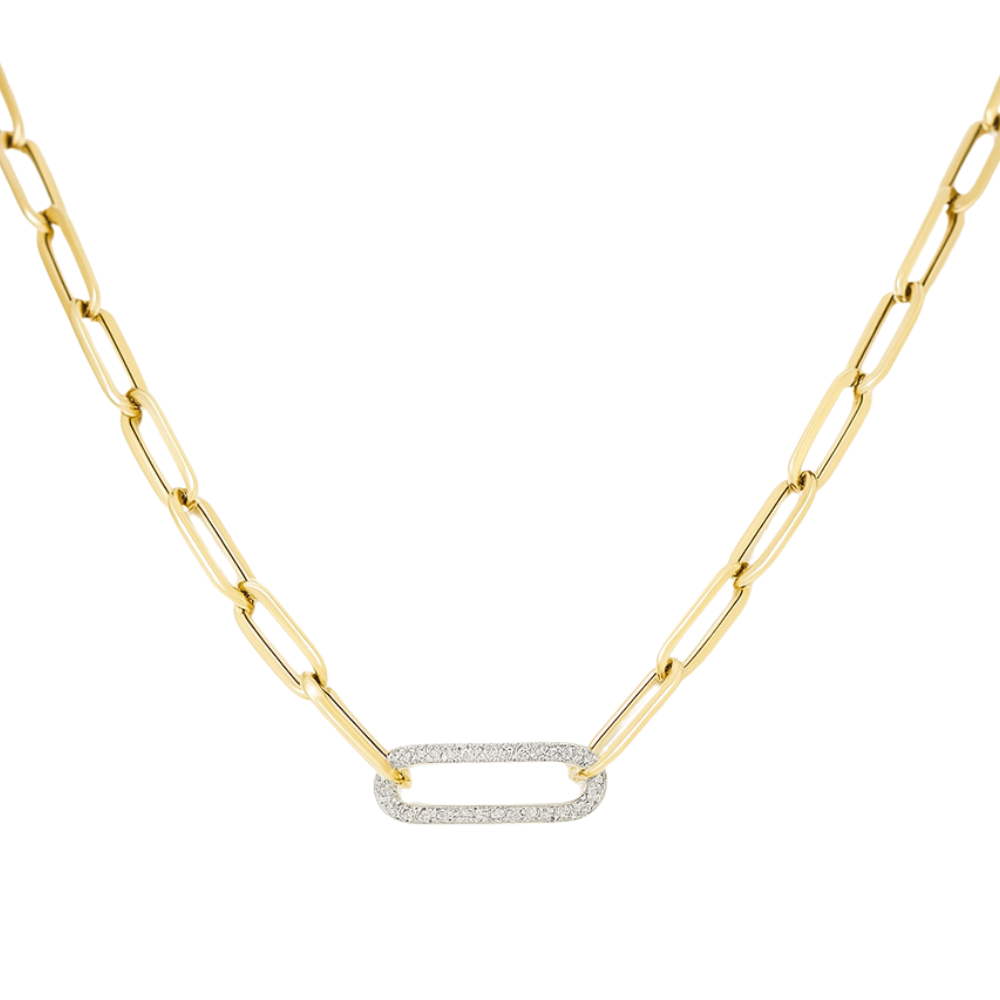 Paperclip Necklace with Diamond Link
