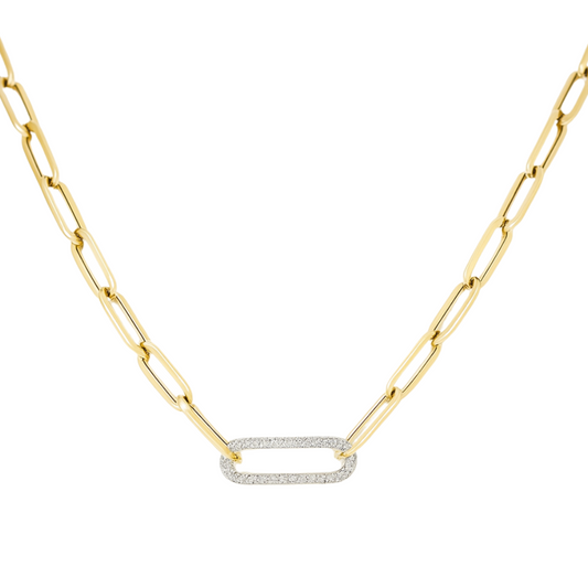 Paperclip Necklace with Diamond Link
