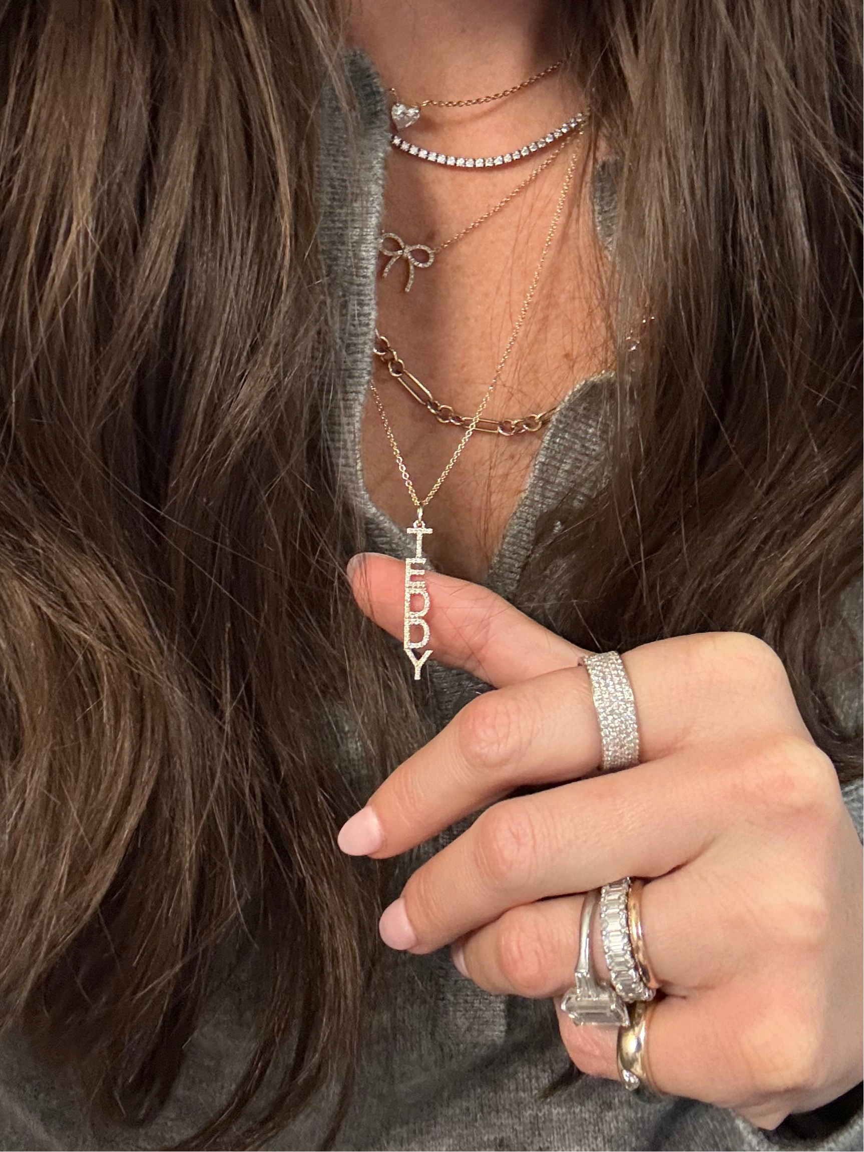 Diamond Block Name Charm