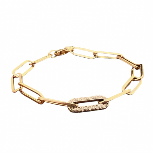 Paperclip Bracelet with Diamond Link