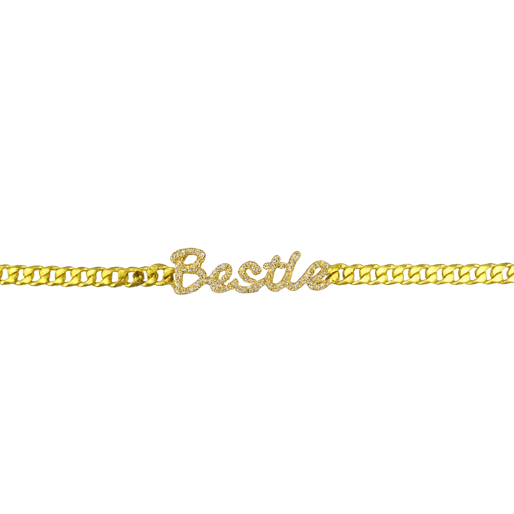 Script Diamond Name Cuban Link Bracelet