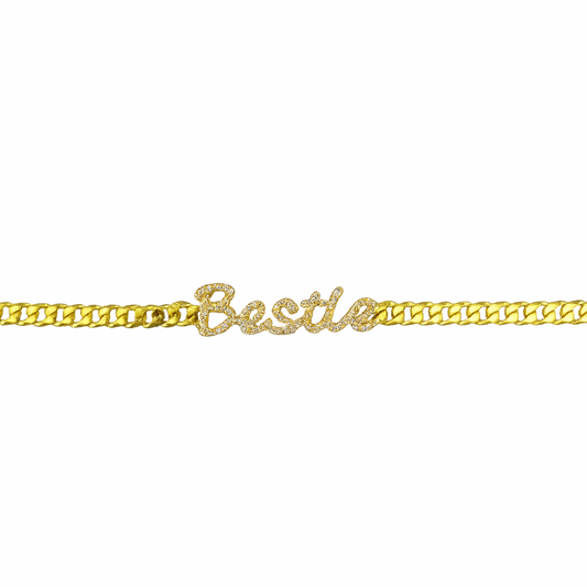 Script Diamond Name Cuban Link Bracelet
