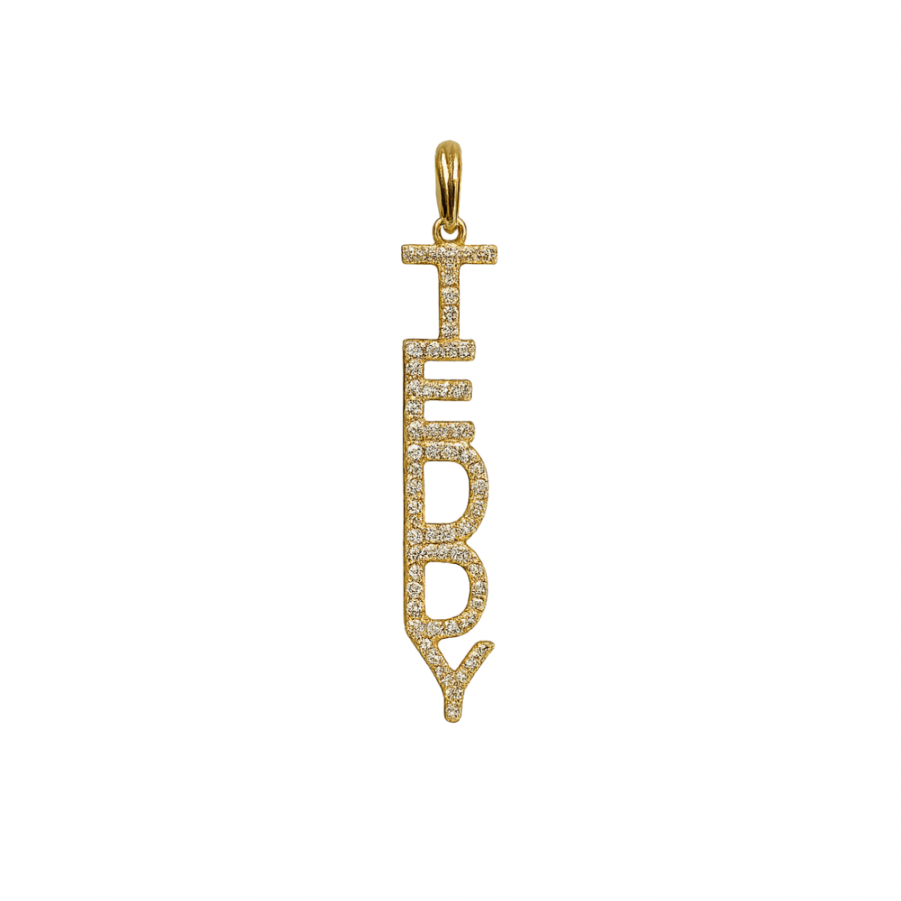 Diamond Block Name Charm