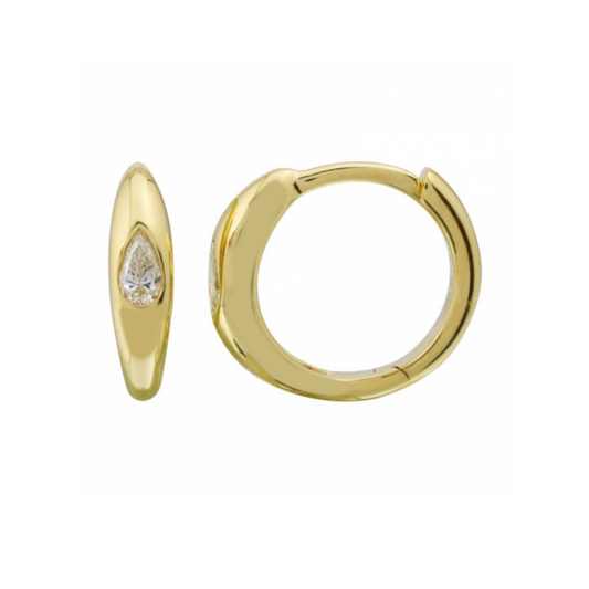 Pear Shaped Diamond Inlay Huggies