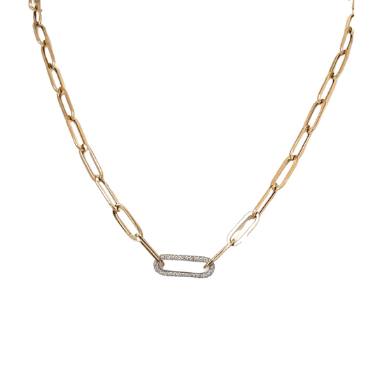 Paperclip Necklace with Diamond Link